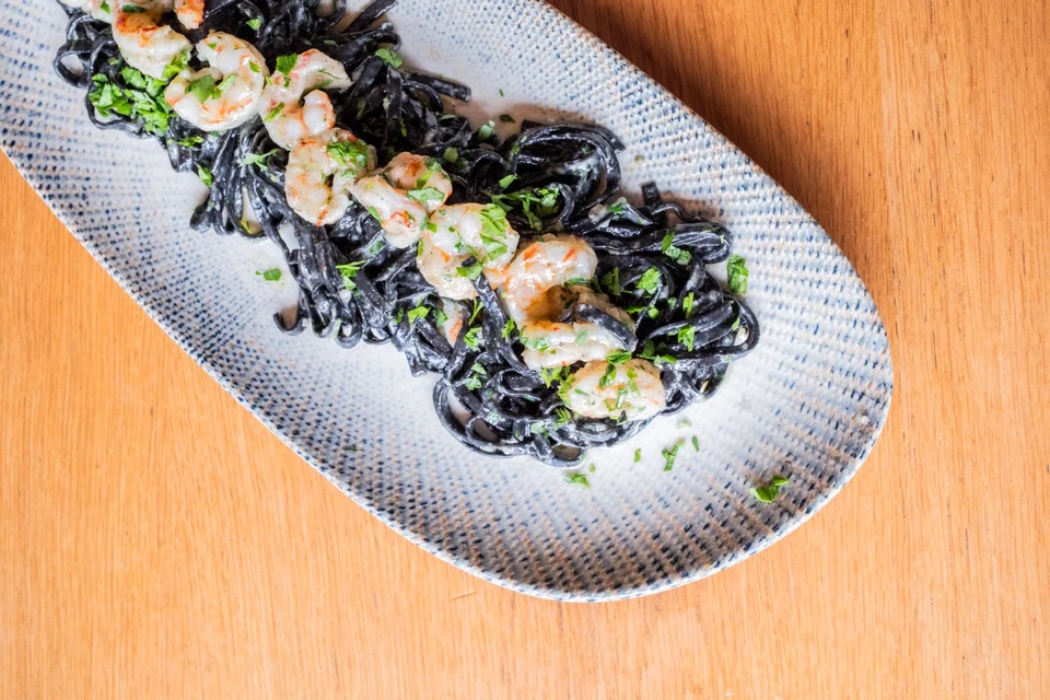 LACAN pasta with prawns
